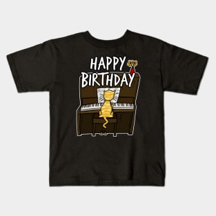 Happy Birthday Cat Playing Piano Doodle Kids T-Shirt